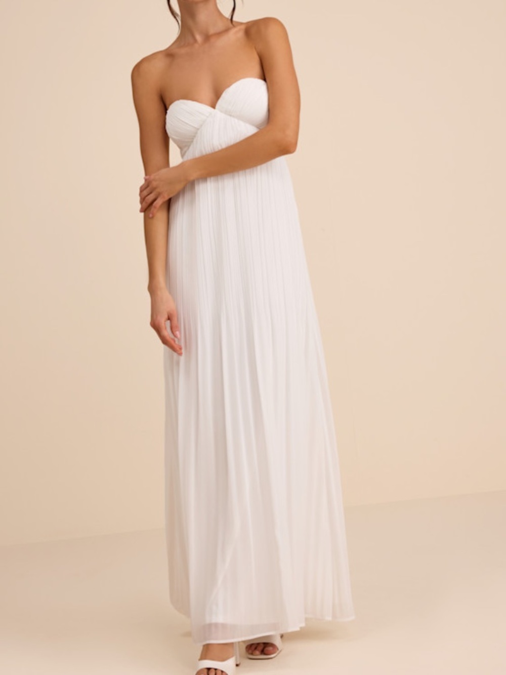 Lulus Remley White Pleated Strapless Maxi Dress - Size XS